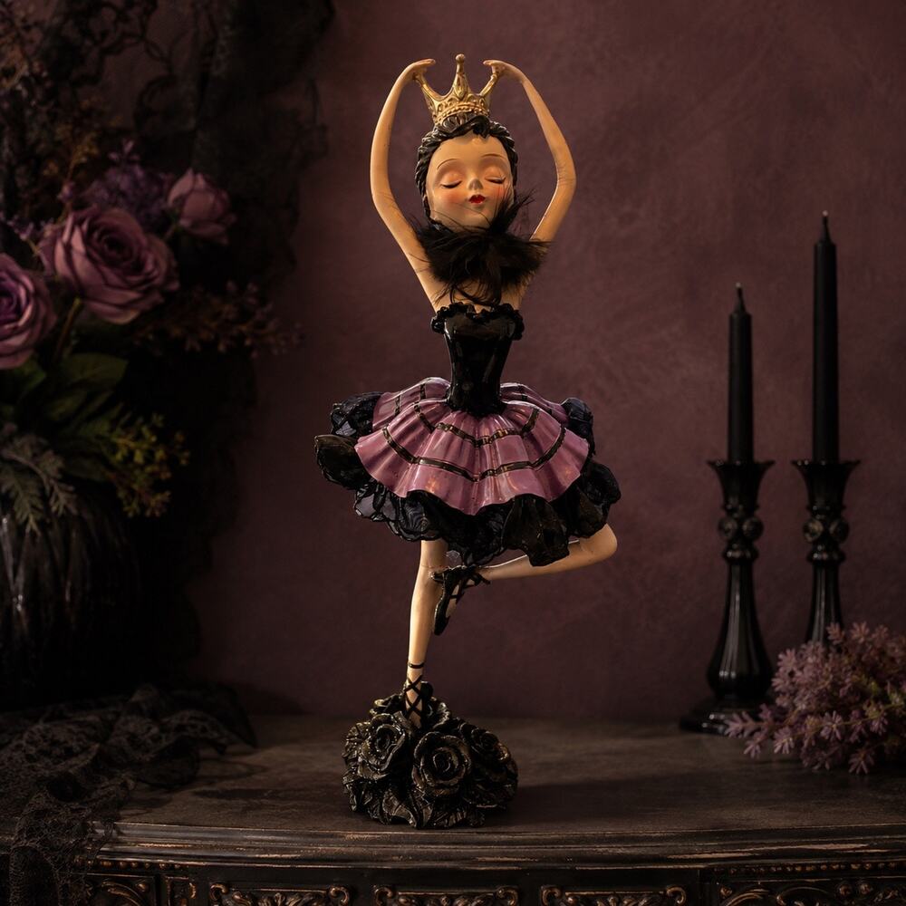 Bella Luxxe Gothic Ballerina Figurine Purple Black Halloween Decor NWT